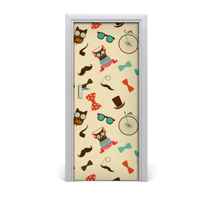 Owl Glasses Bike Door Decal