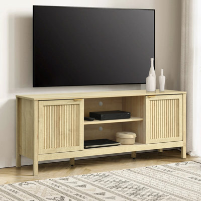 Lagoon Low TV Stand for TVs up to 65 Inches, TV Cabinet with Storage Shelves, Adjustable Shelf Modern High Cabinet for Living Room, Bedroom, Oak