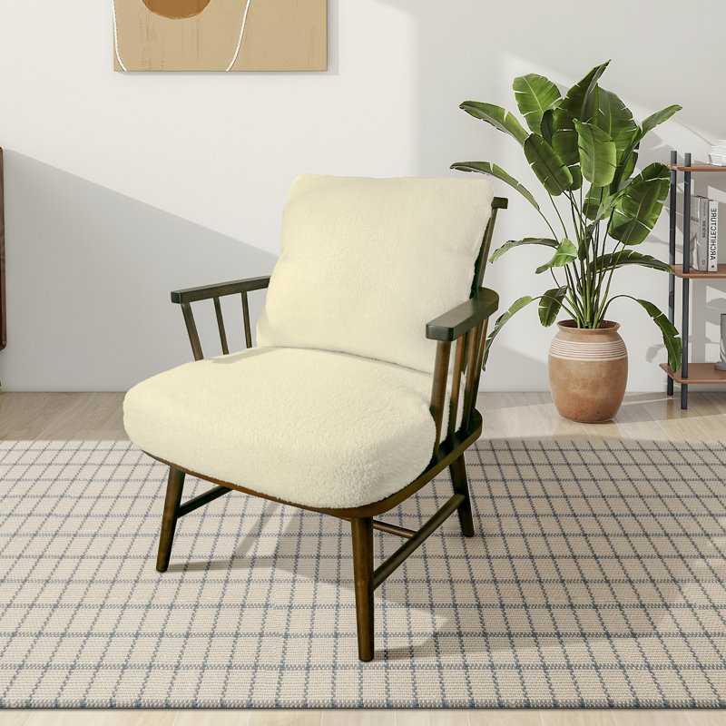 Iyaas Upholstered Armchair, Beige Polyester
