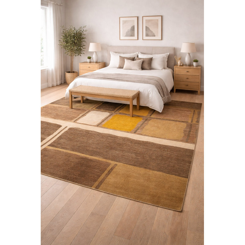 Tapis abstrait en laine noué à la main multicolore