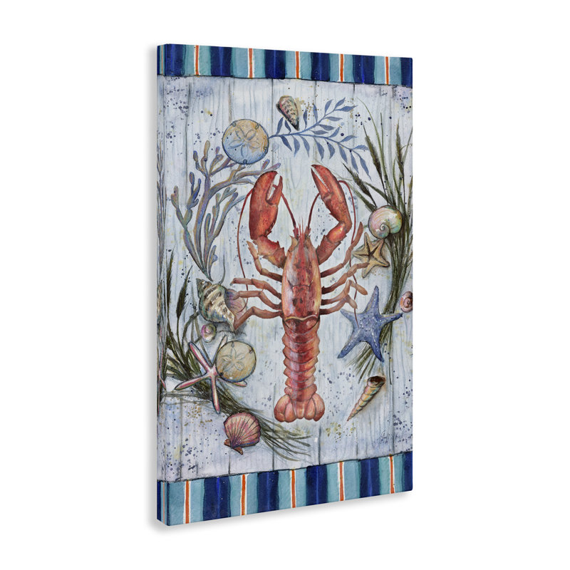 Art mural sur toile Coastal Wreath & Lobster par Geoff Allen, H 24 po x l 16 po