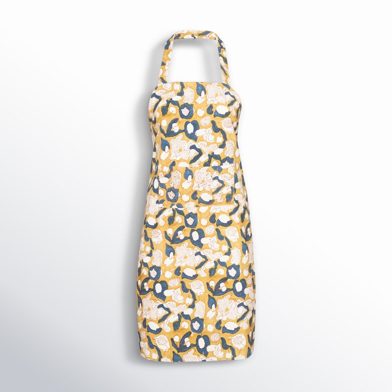 Forest Harvest 32" W x 36" L Apron, Mustard/Blue/White