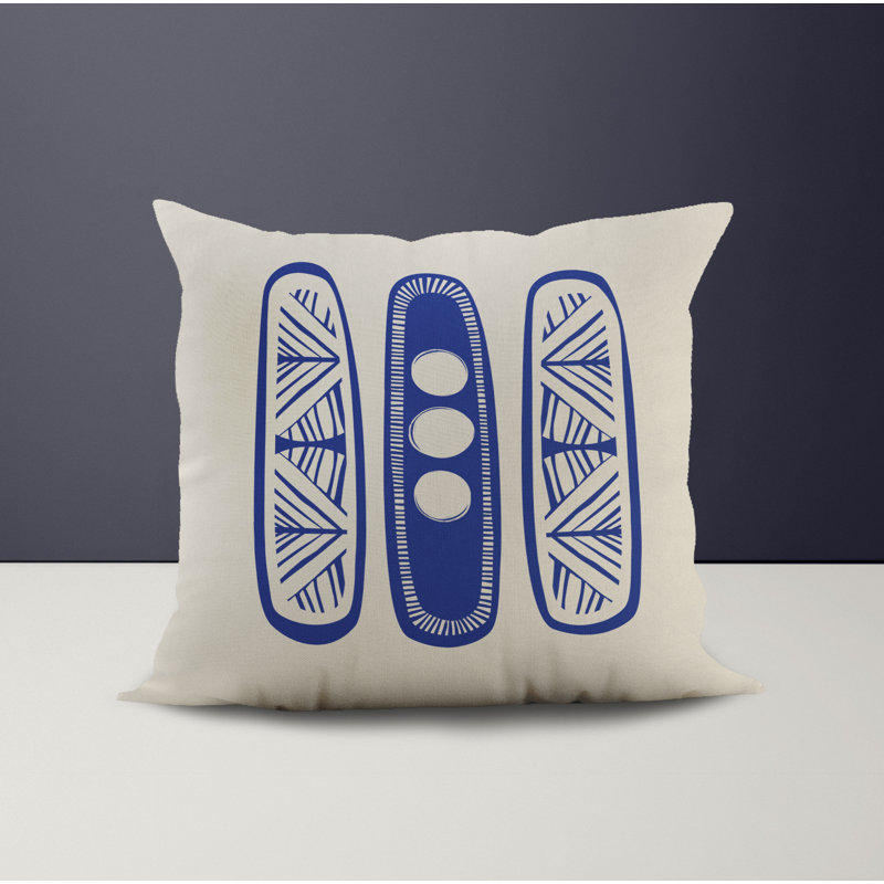 Jeté carré en polyester intérieur / extérieur, L 17 po x H 17 po, Bleu marine