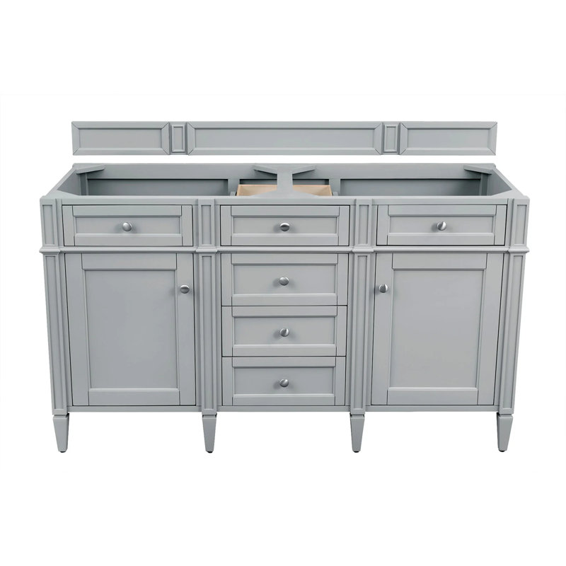 Brittany 60'' W Double Vanity, Victorian Silver, Urban Gray, 8" Widespread