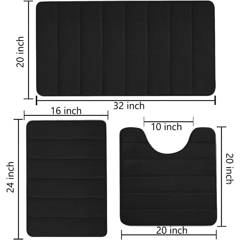 Tapis pour salle de bain Yorlei, Noir