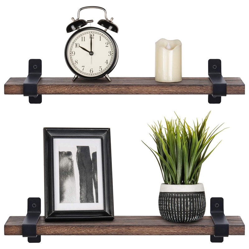 Hadwiga 2 Piece Solid Wood Floating Shelf