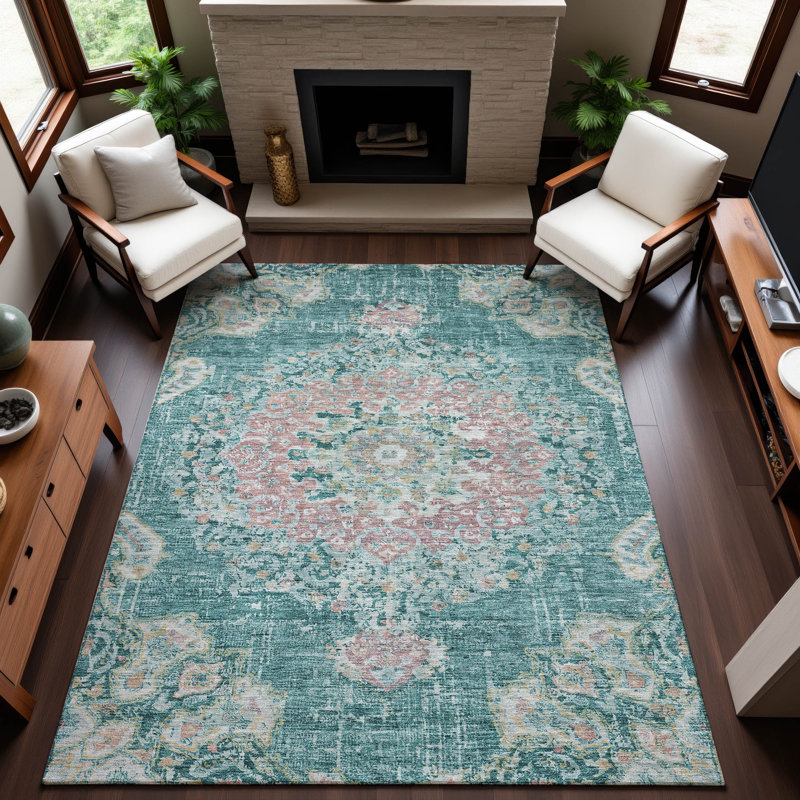 Premium Machine Washable Kelton AMF1236 Global Rug, Rectangle 8' x 10'