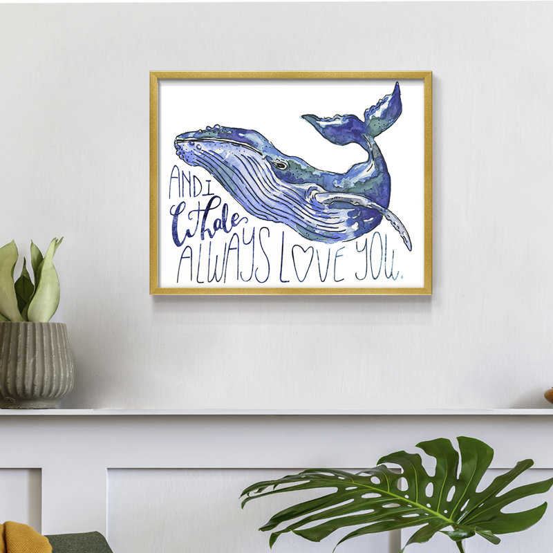 Whale Love I -Framed Print - Restickable, 16" H x 20" W