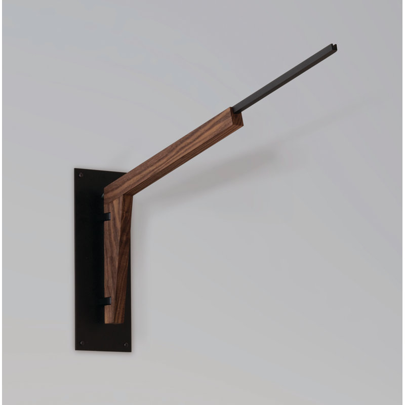 Motus Lamp Base or Clamp, Textured Black Powder Coat/Walnut