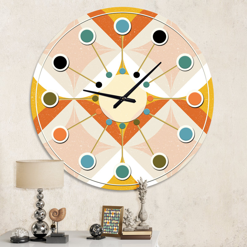 Horloge murale rétro Mid-Century, Moyenne
