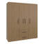 Armoire 4 portes avec tiroirs et tablettes de rangement, design moderne, chêne naturel-1246375609