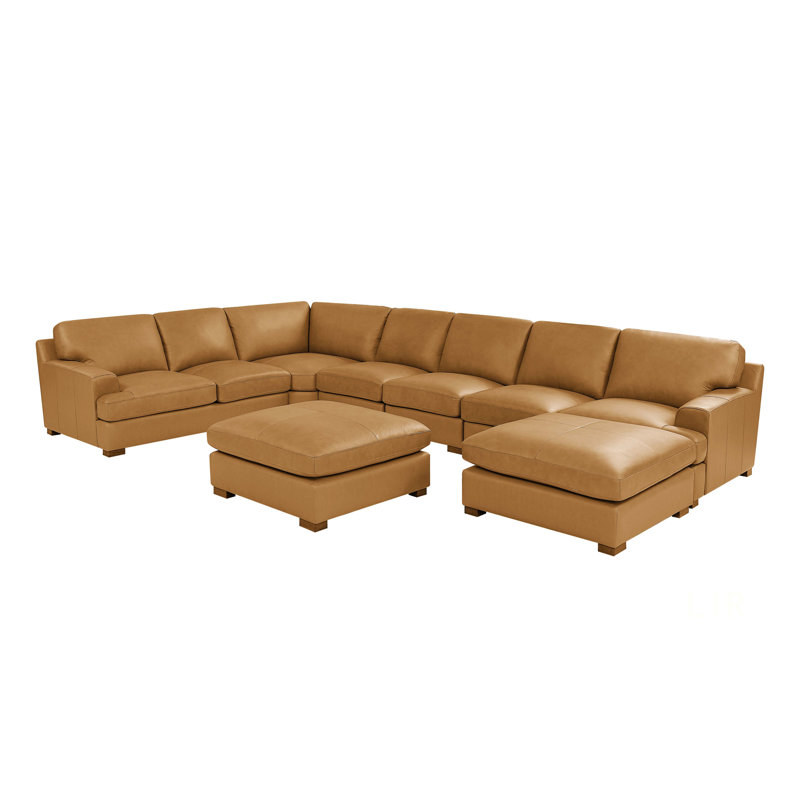 Leather Match Large Seating Modular Sectional
