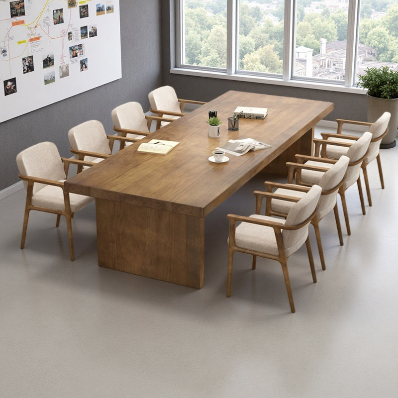 Modern rectangular solid wood conference table, 29.53" H x 118.1" L x 47.24" W
