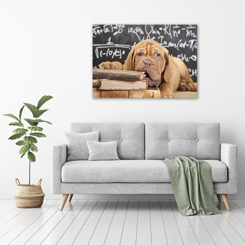 The Dog Bites The Book - Wrapped Canvas Print