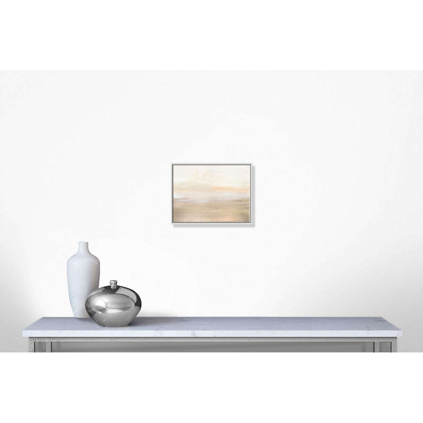 Willadeene "Morning Calm" Painting, White Framed, 18" H x 24" W x 2" D