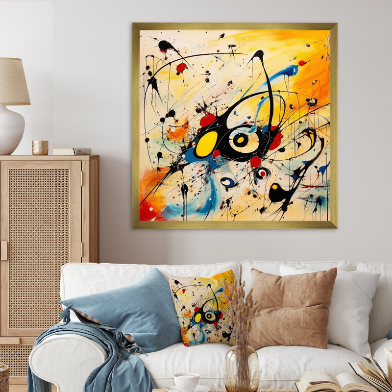 All That Jazz Colorful Joy I - Print, 36" H x 36" W x 1.5" D, Gold Single Picture Framed