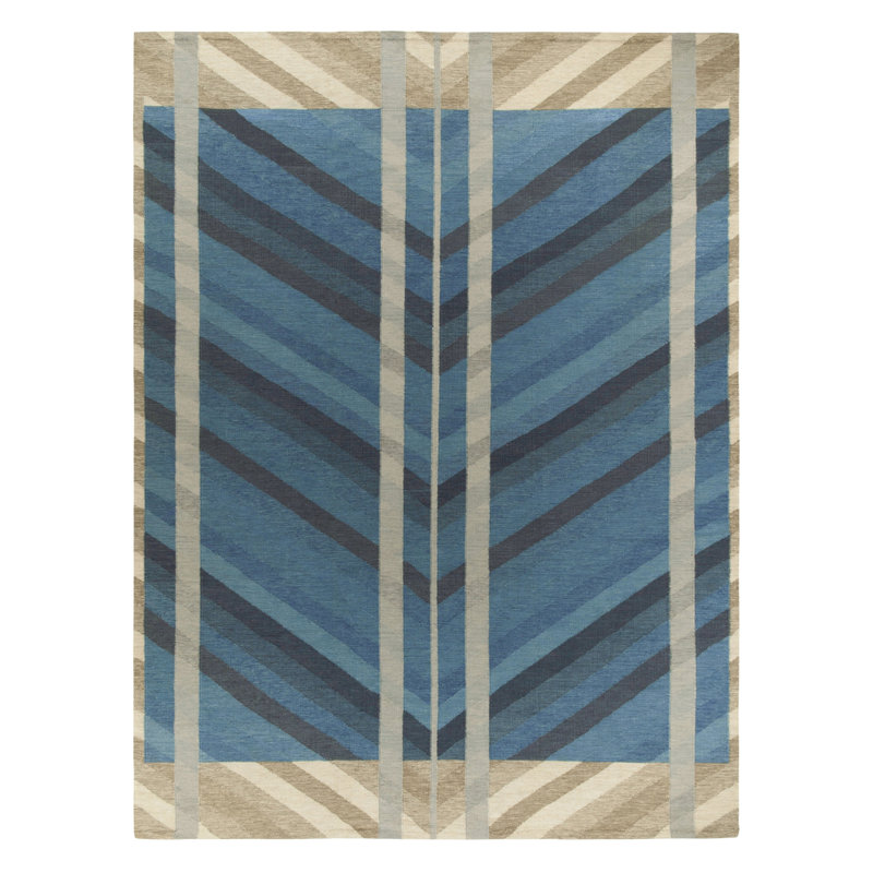 Scandinavian Wool Chevron Area Rug, Recatangle 10' x 14'