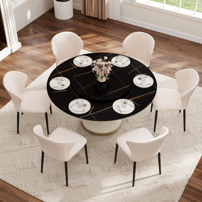 Table de salle à manger ronde avec plateau rotatif Patsy