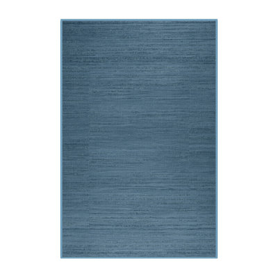 Machine Washable Solid Blue Area Rug