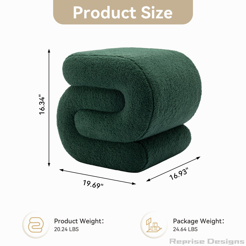 S-shape Ottoman Makeup Stool Footstool, Green