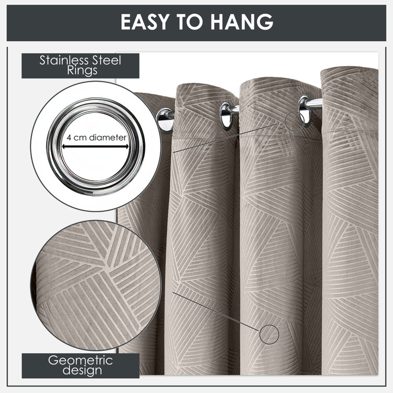 Wibeke Blackout Door Curtain Single Panel, Cream, 116cm Width x 213cm Drop