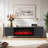 70" Fluted Fireplace TV Stand with 36" Electric Fireplace – Modern Media Console for TVs Up to 80" with Wood Grain Veneer Top and Metal Legs, Black-1043399100-1043399101