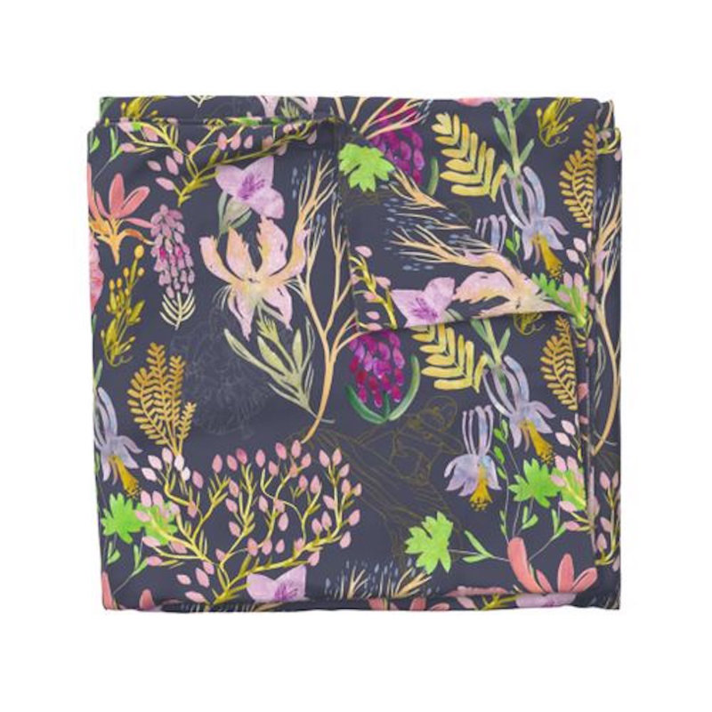 Jubilation Sateen Duvet Cover, Queen Duvet Cover, Black