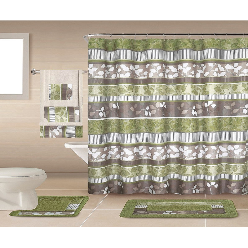 Barmore Floral Shower Curtain with Hooks Included