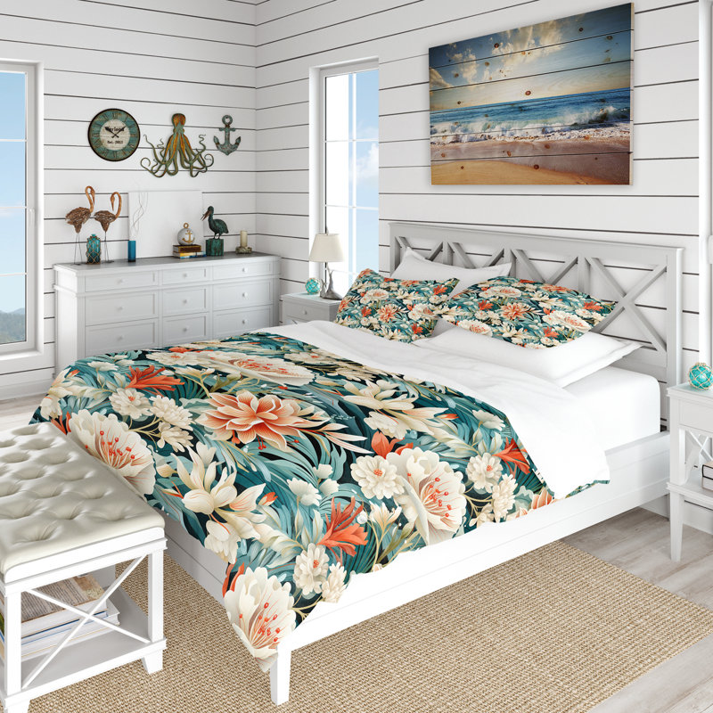Ensemble de housse de couette Lagoon Serenade, Housse de couette pour grand lit et 2 taies décor