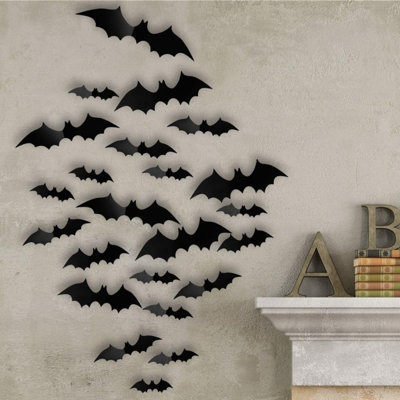 Plastic Wall Mounted Halloween Bats Outdoor Decorative Mural