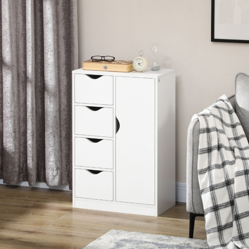 Bathroom Cabinet, Freestanding Cabinet With 4 Drawers, White