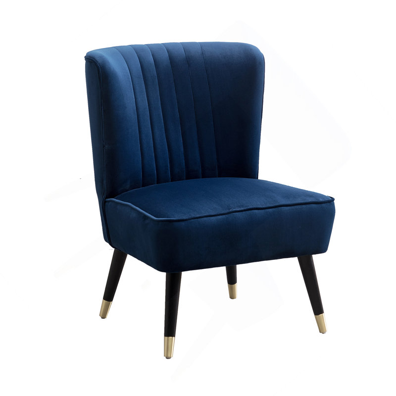 Fauteuil d'appoint contemporain en velours, bleu, Navy Blue