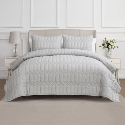 Harmonia Gray 3pc King Quilt Set