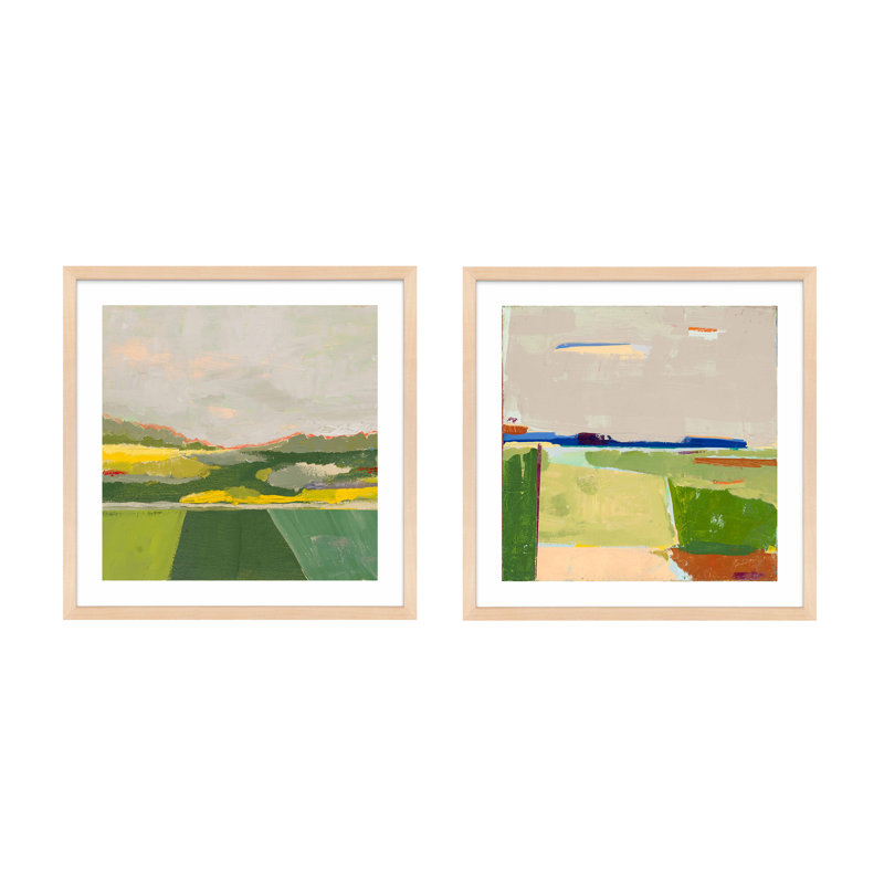 The Berkshires 1 & 2 Print by Andrea Stokes, 16" H x 32" W x 1.25" D, Maple Framed Paper
