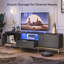 Fluted TV Stand, Glossy Media Console with Wave Pattern Buffet Cabinet-114022298-101453523