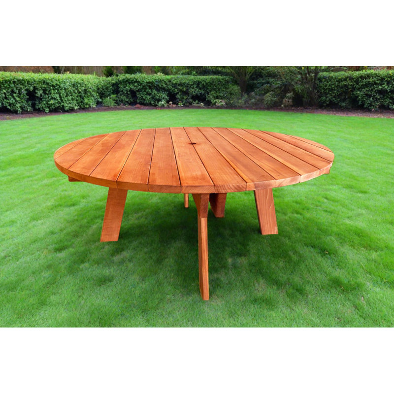 Redwood Round Picnic Table, 72" W x 72" L x 30.50" H