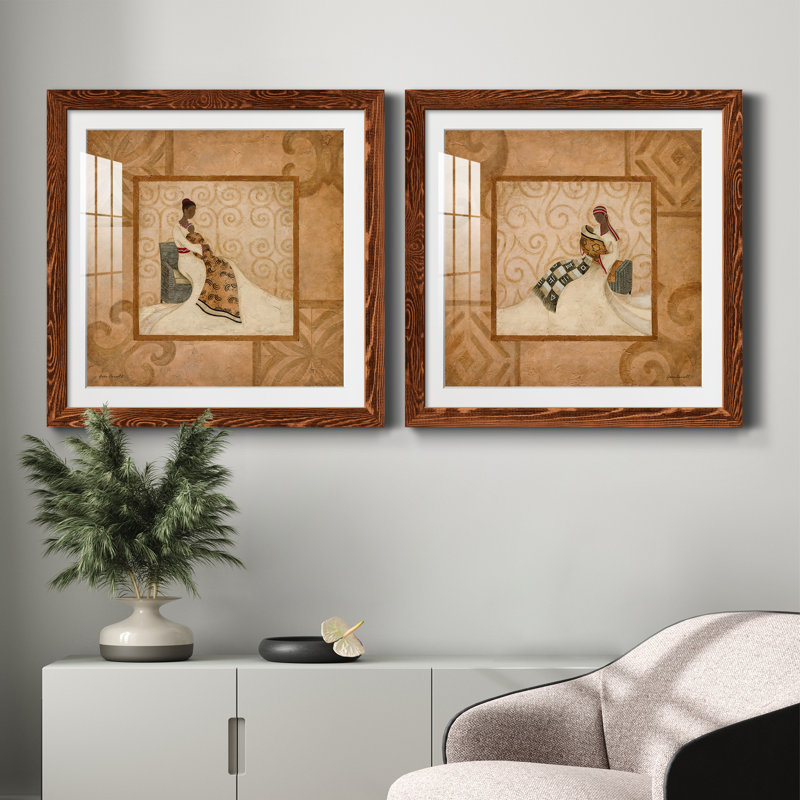 A Mother's Touch - Ensemble de 2 peintures encadrées, H 27,5 po x l 55 po x P 1,5 po, Cadre en érable