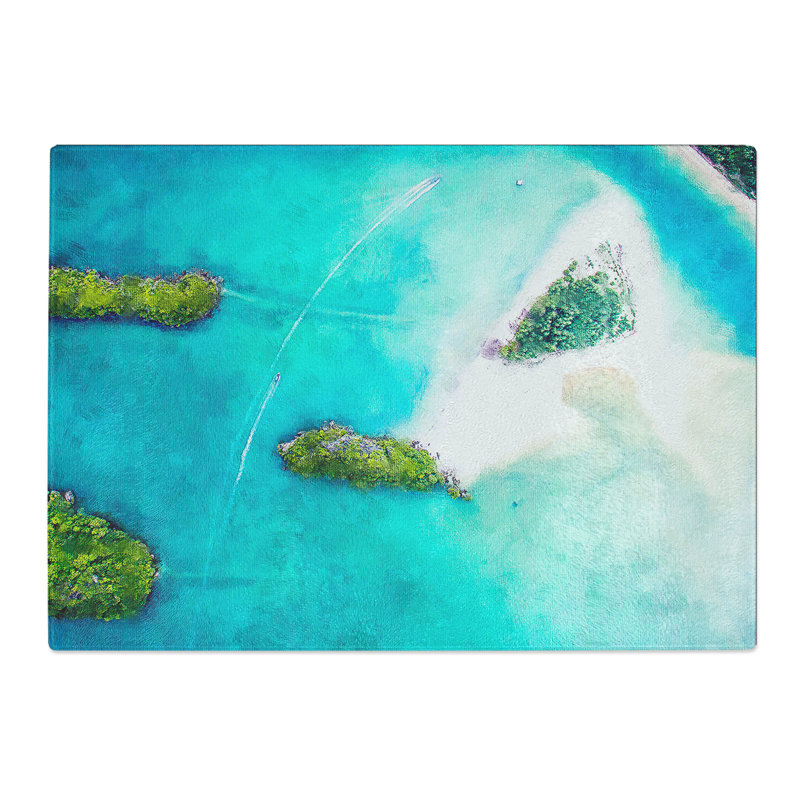 Speedboats in Thailand Chopping Board, 0.4cm H x 20cm W x 28.5cm L