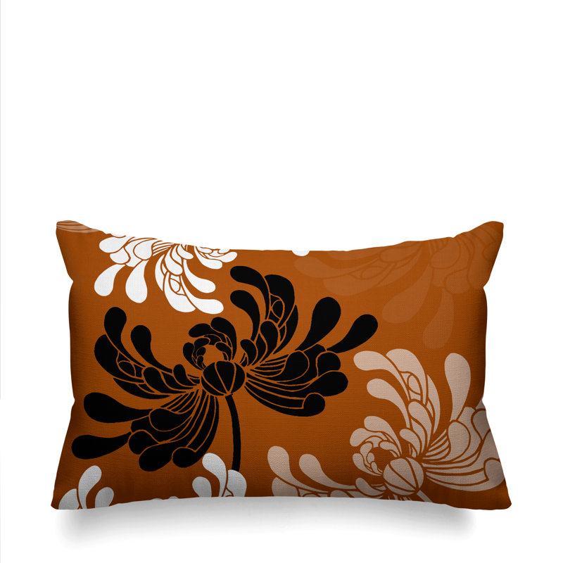 Coussin décoratif intérieur / extérieur Marilyn, Orange brûlé, 14 po x 20 po, Rectangle
