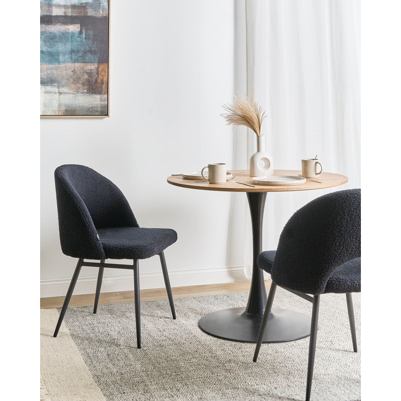 46cm H Boucle Upholstered Upholstered Back Side Chair in Black