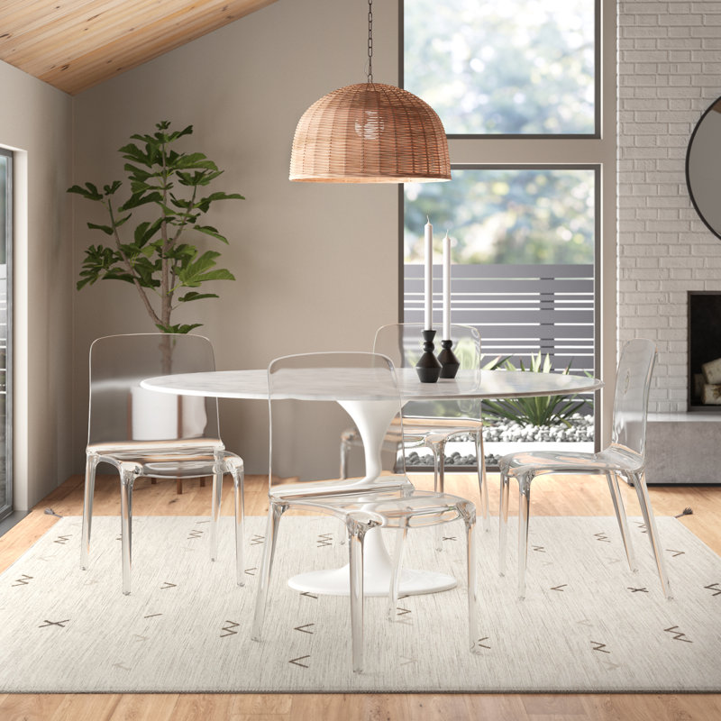 Lade Modern Lucite Dining Chairs – Fully Assembled Stackable Transparent Acrylic Chairs for Kitchen or Dining Room, Clear
