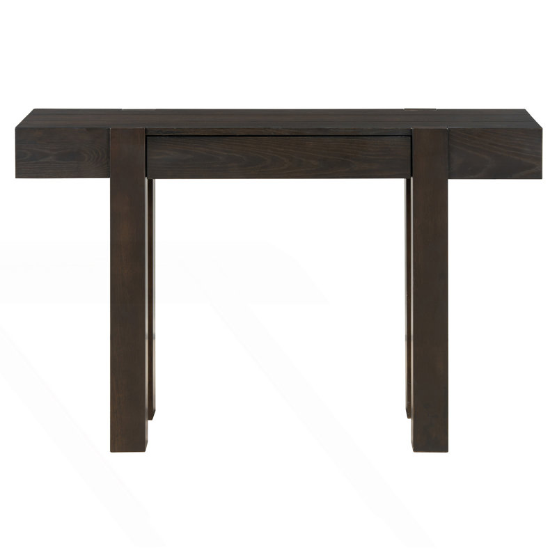 Console rustique minimaliste avec tiroir caché et prise de courant latérale, Espresso