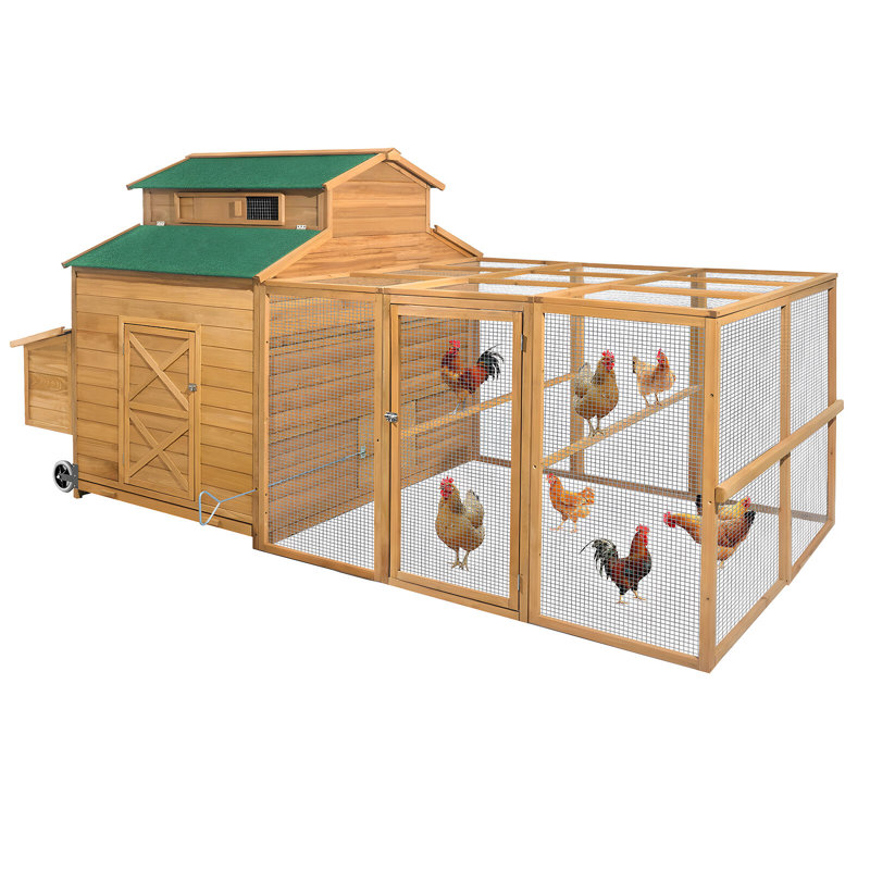 Poulailler pour 6 à 10 poulets, poulaillers extensifs de 112 po de large, avec poulailler et nichoir et enclos sécuritaire, cage à poules en bois pour lapin, animal de compagnie, canard