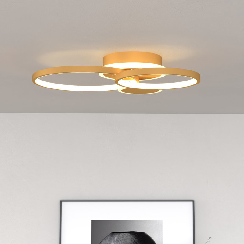 Arlyss 3-Light 21.7" Simple Circle LED Semi Flush Mount, Gold