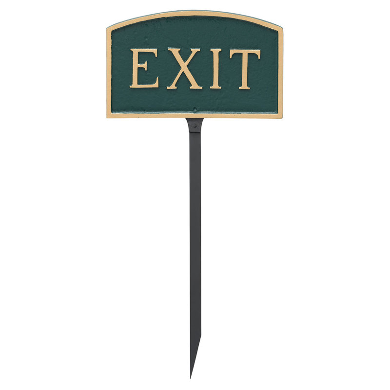 Enseigne de jardin «Exit», Vert forêt / doré, H 5,5 po x l 9 po x P 0,25 po
