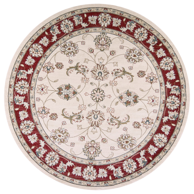 Arnot Indoor Rug, Round 8'', Ivory/Red