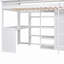 Lit mezzanine en bois avec tablettes de rangement et garde-robe-662968962