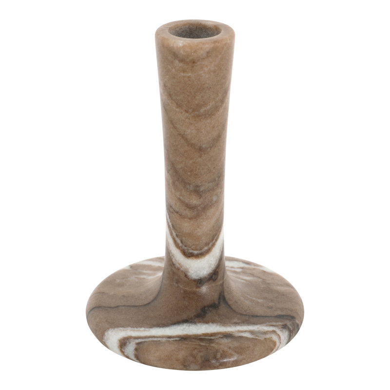 Marble Tabletop Candlestick, 5.5" H x 4" W x 4" D, Brown Torrent Marble