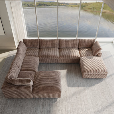 8 - Piece Slipcovered Sectional With Ottoman