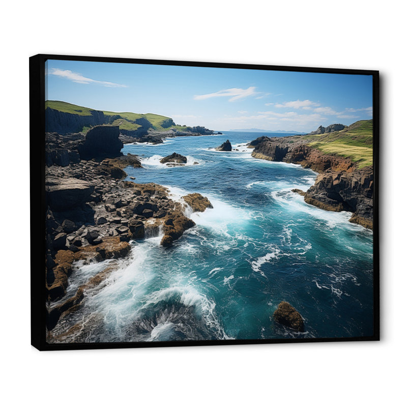 Rainiero Canada, Terre-Neuve, mer, paysages sur toile, Cadre flottant noir, H 16 po x l 32 po x P 1 po